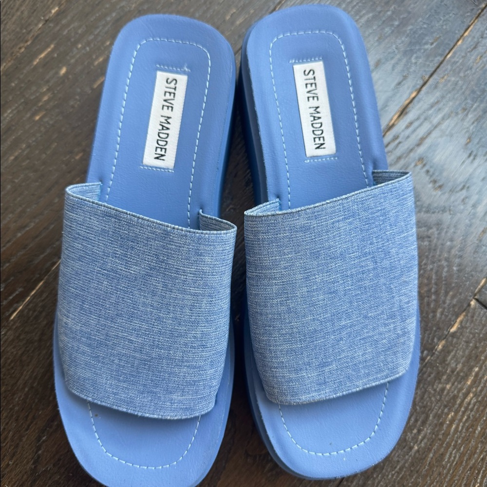 Steve madder blue platform sandals